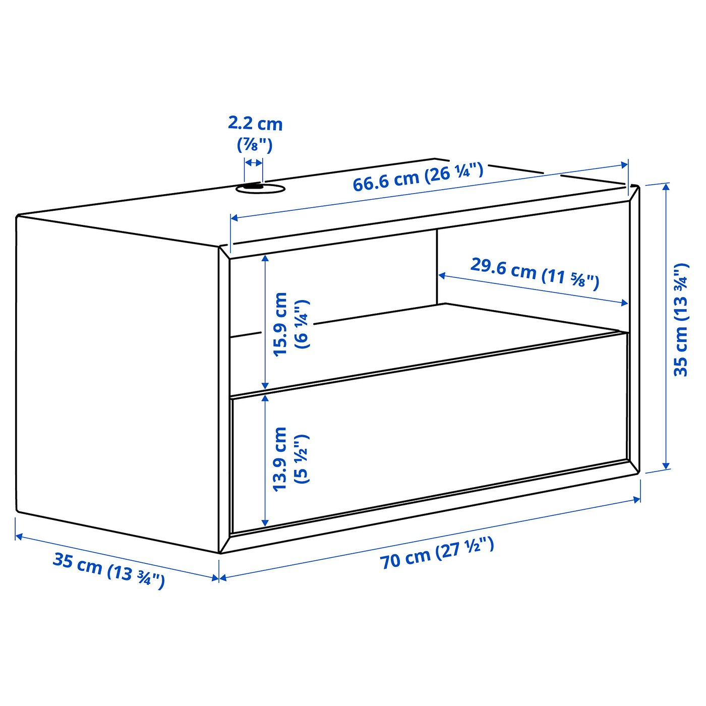 EKET media shelf, white, 271/2x133/4x133/4