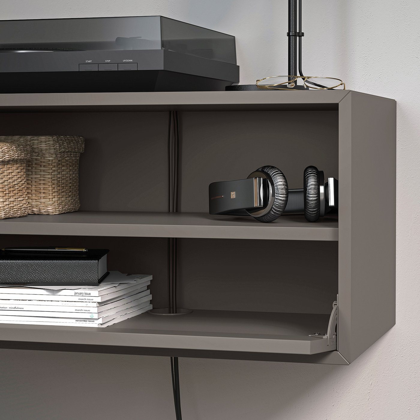 Media storage combination, dark gray/with doors 3