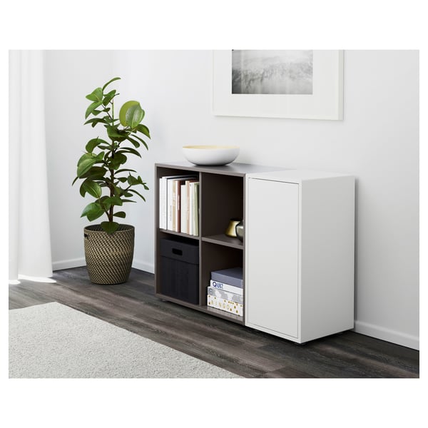 EKET storage combination with feet, white/dark gray, 413/8x133/4x283/8