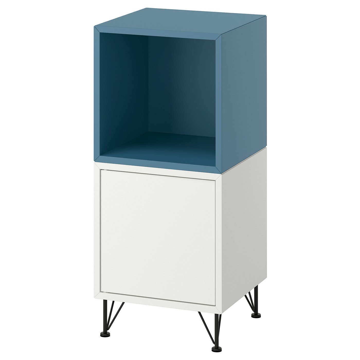 EKET storage combination with legs, white light gray-blue/wood
