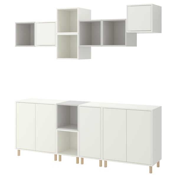 EKET Storage combination with legs, white/light gray, 825/8x133/4x825/8