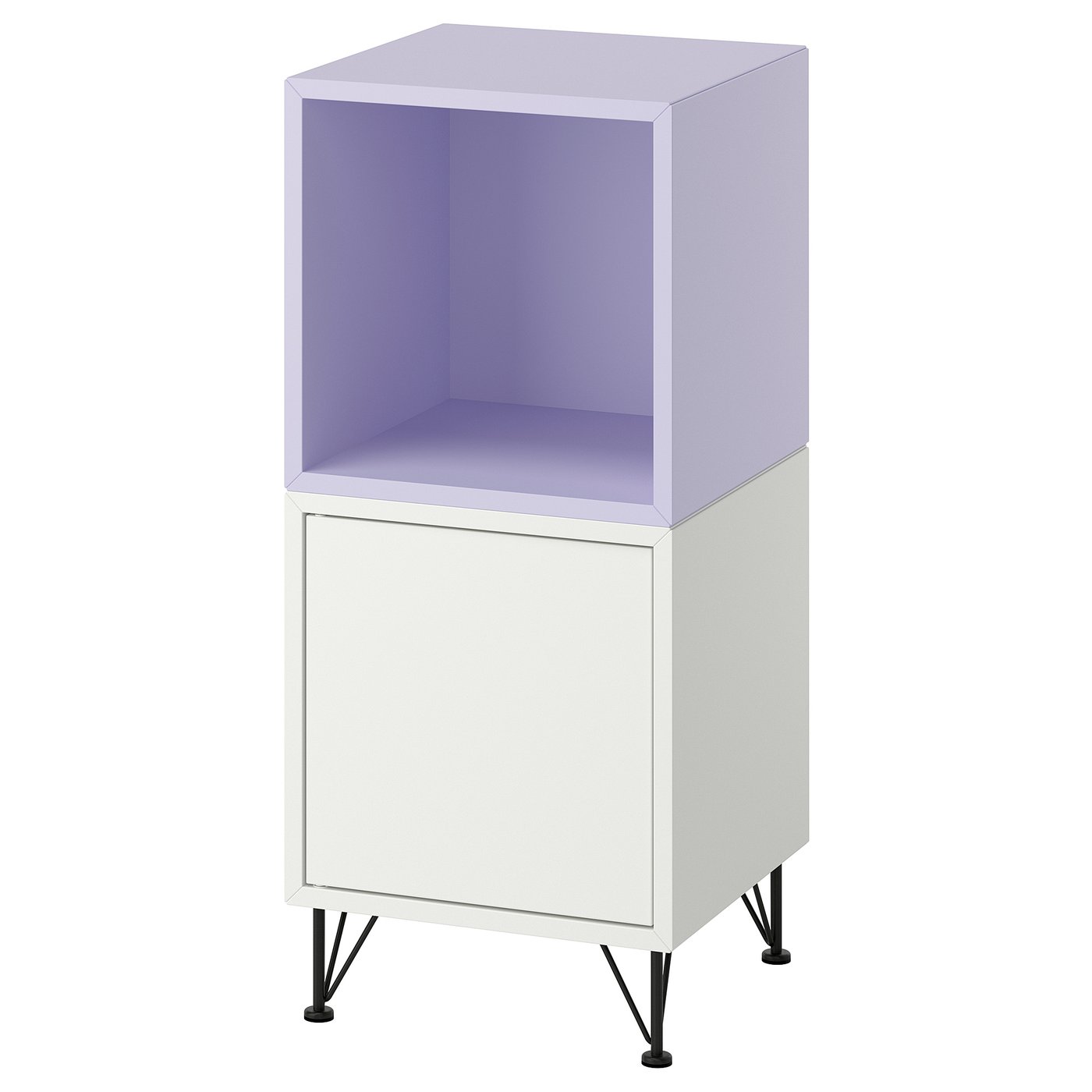 EKET storage combination with legs, white light gray-blue/wood