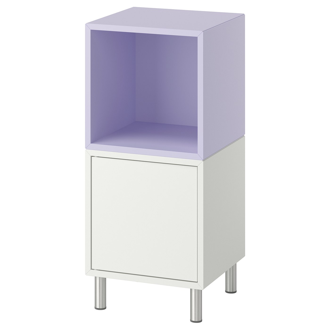 EKET storage combination with legs, white pale lilac/wood, 133