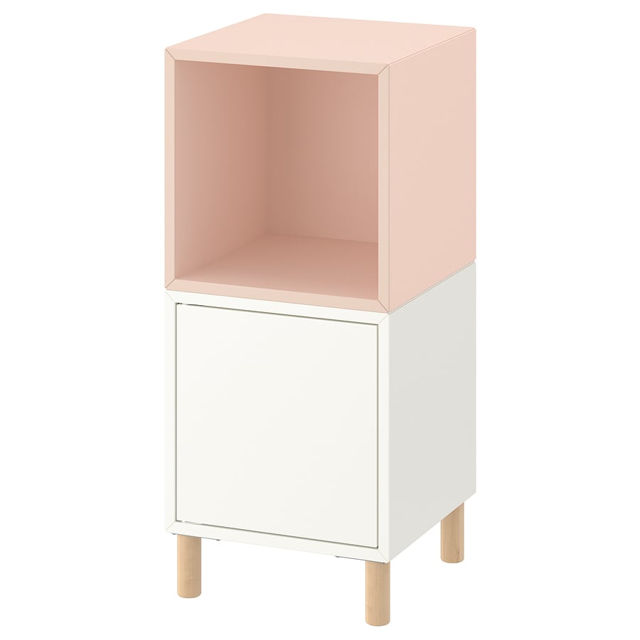 EKET storage combination with legs, white pale pink/wood, 133/4x133/4x311/2" IKEA