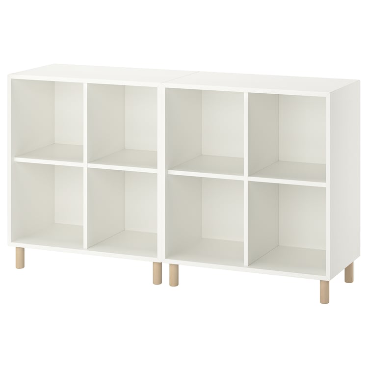 EKET storage combination with legs, white/wood, 551/8x133/4x311/2" IKEA