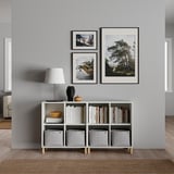 EKET Storage combination with legs, white/wood, 55 1/8x13 3/4x31 1/2 "