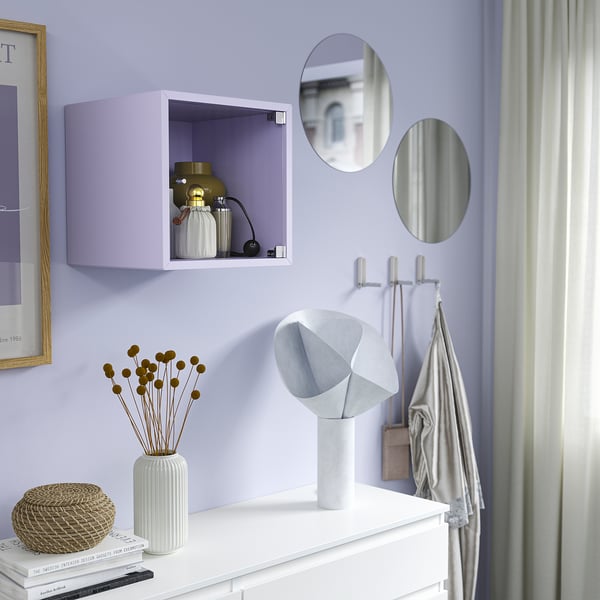 EKET Wall cabinet with glass door, pale lilac, 13 3/4x13 3/4x13 3/4 "
