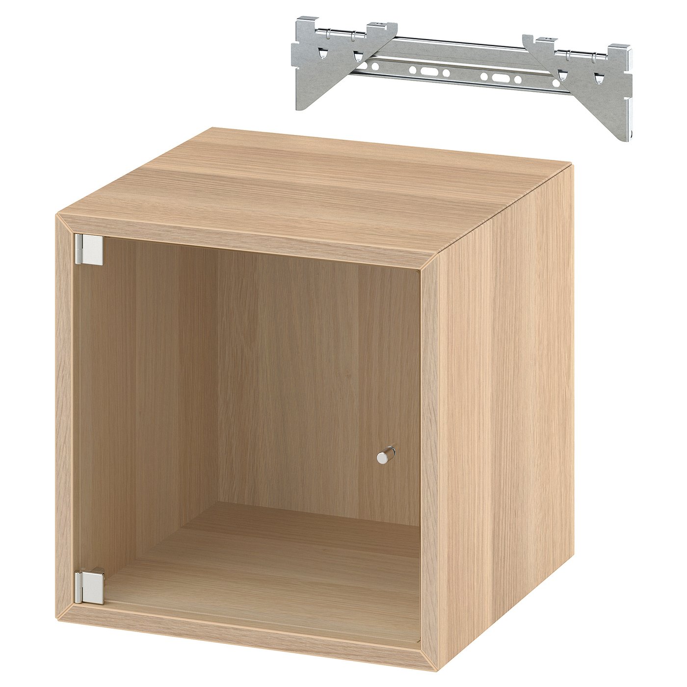 EKET wall cabinet with glass door, white stained oak effect, 133
