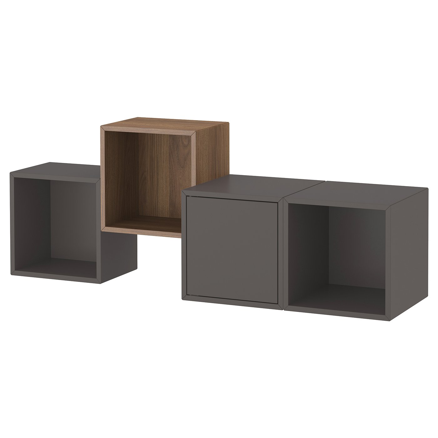 EKET wall-mounted cabinet combination, dark gray/walnut, 551/8x133