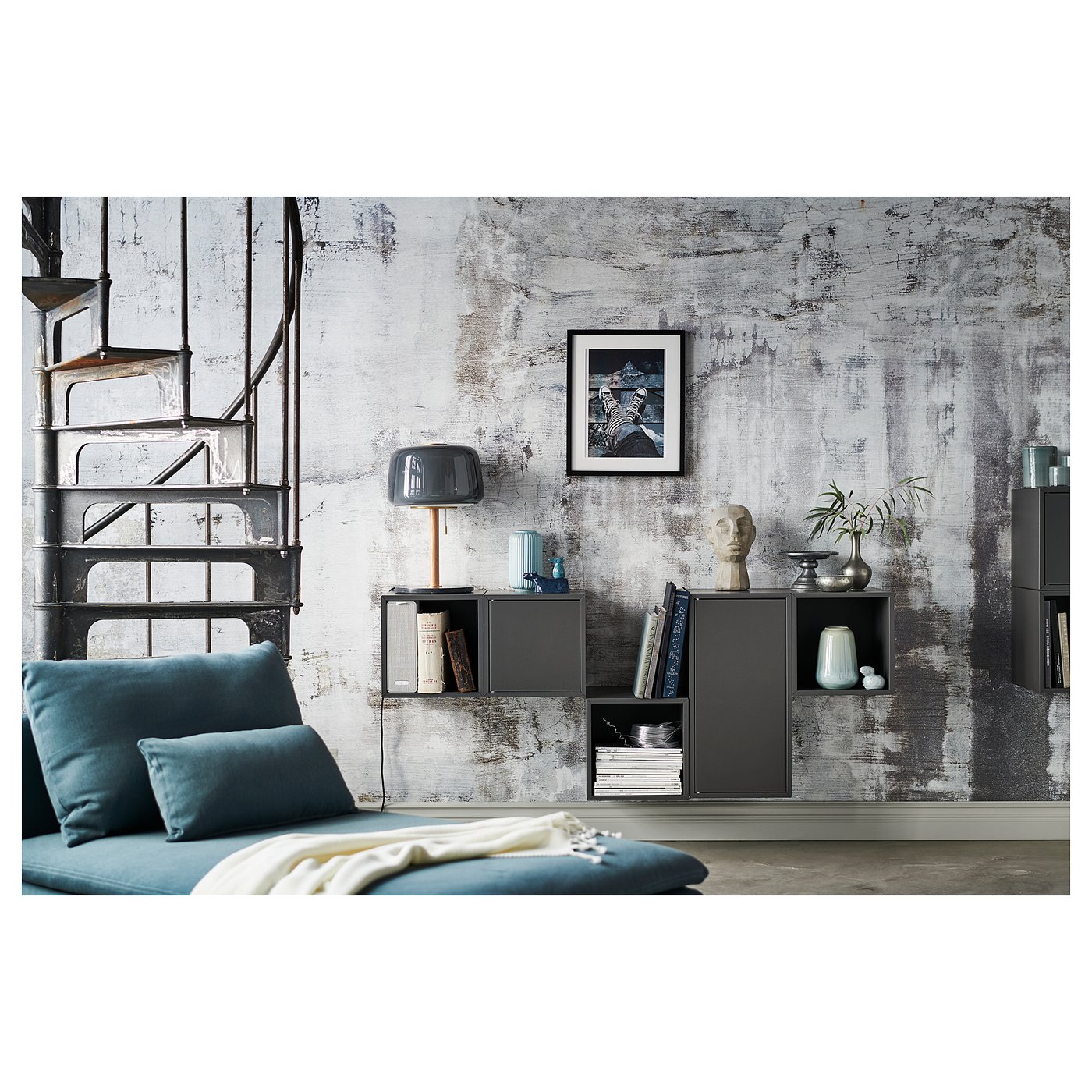 EKET wall-mounted cabinet combination, dark gray, 687/8x133