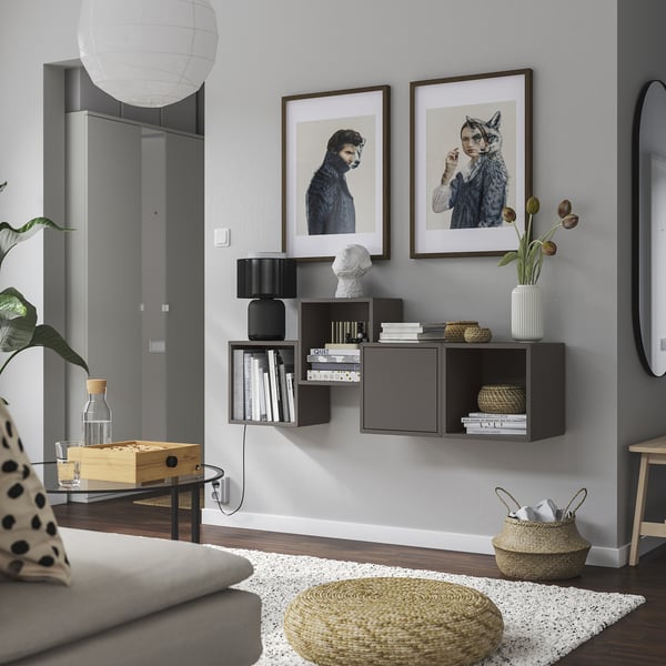 EKET Wall-mounted cabinet combination, dark gray, 55 1/8x13 3/4x20 7/8 "