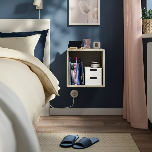 EKET Wall-mounted shelving unit, beige, 13 3/4x13 3/4x13 3/4 "