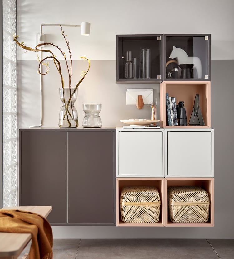 EKET wallmounted shelving unit, pale pink, 133/4x133/4x133/4" IKEA