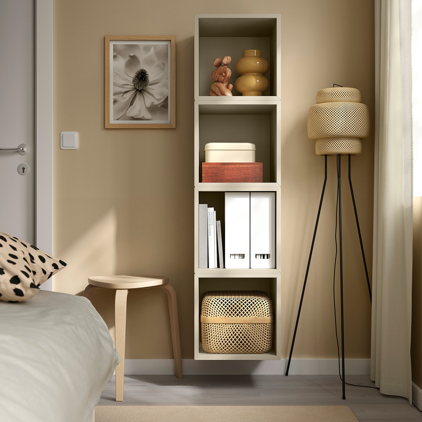 EKET wall-mounted storage combination, beige, 551/8x133/4x133/4