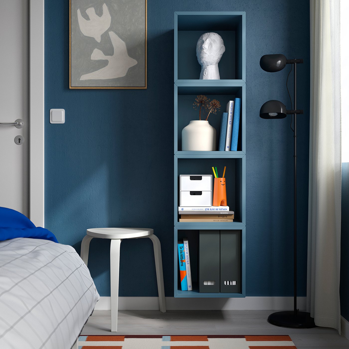 EKET wall-mounted storage combination, dark gray-blue, 551/8x133