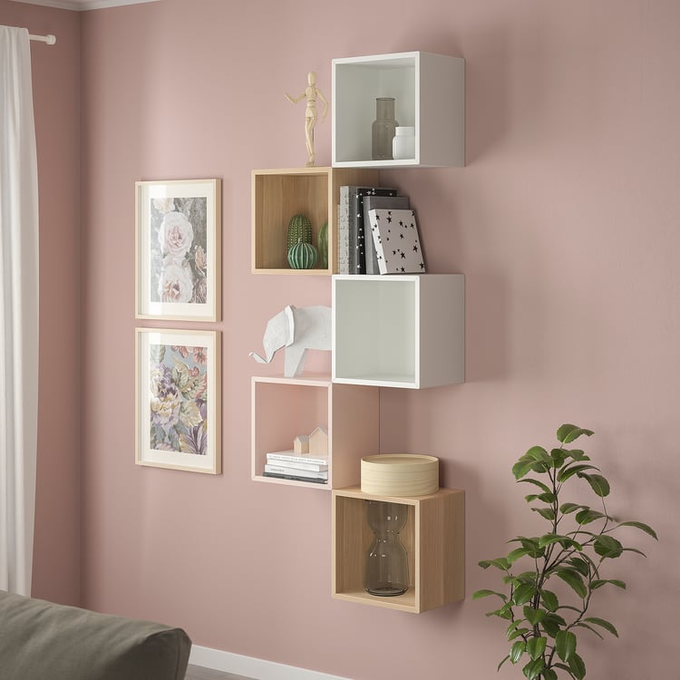 EKET wallmounted storage combination, multicolor/pale pink, 271/2x97/8x687/8" IKEA