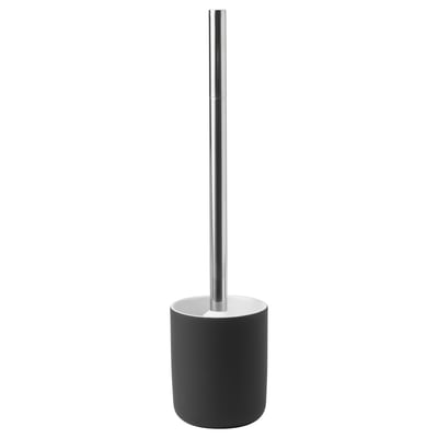 EKOLN black toilet brush, modern design, stainless steel handle, recycled materials.