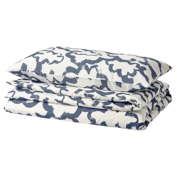 EKPURPURMAL Duvet cover and pillowcase(s), white blue/cloud, Twin