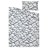 EKPURPURMAL Duvet cover and pillowcase(s), white blue/cloud, Twin