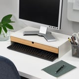 ELLOVEN Monitor stand with drawer, white