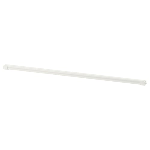A white ELVARLI clothes rail. Its rectangular, made of metal with a white finish.