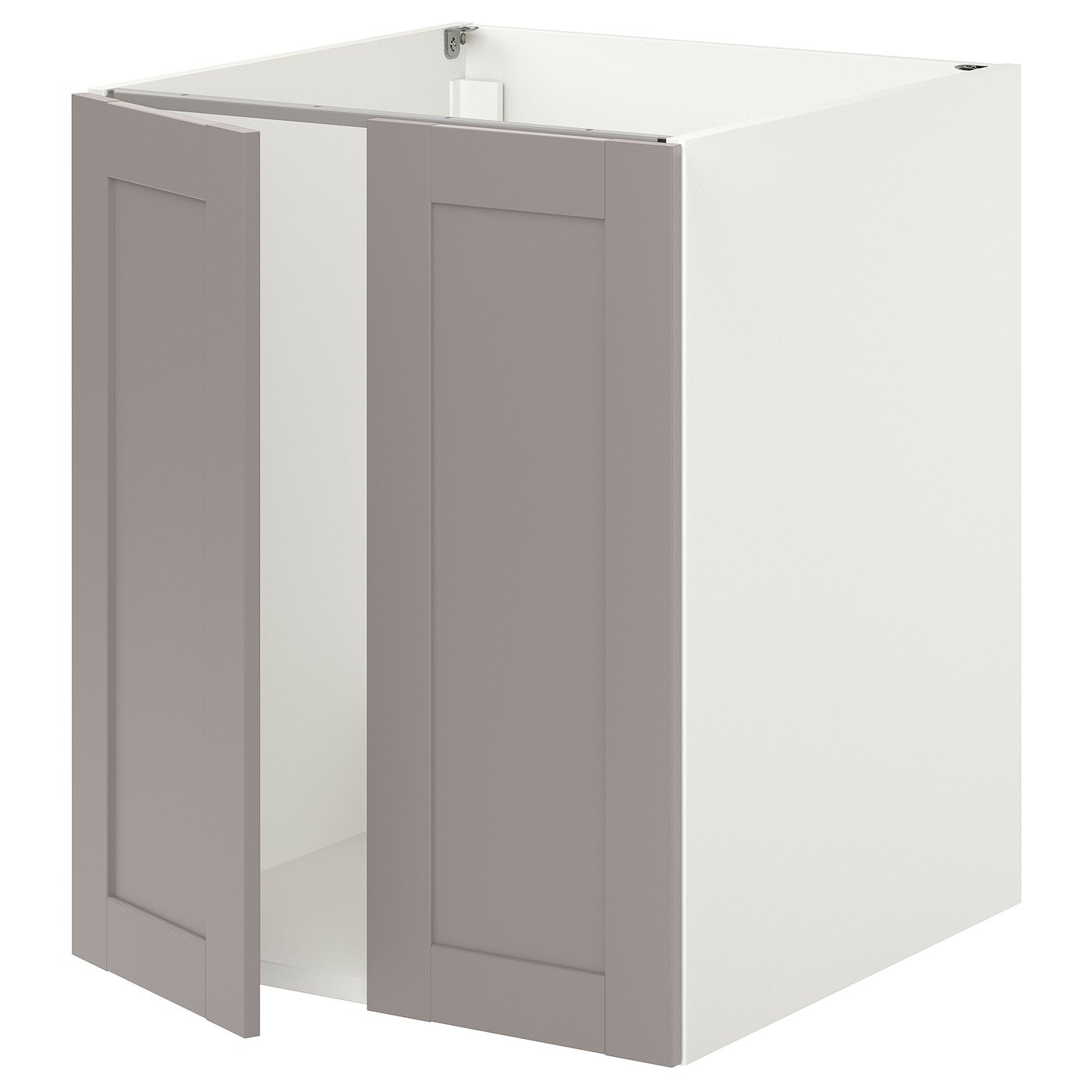 Base Cabinet For Sink W Doors, White/Gray Frame