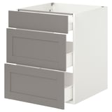 ENHET Base cabinet with 3 drawers, white/gray frame, 24x24 3/4x30 "