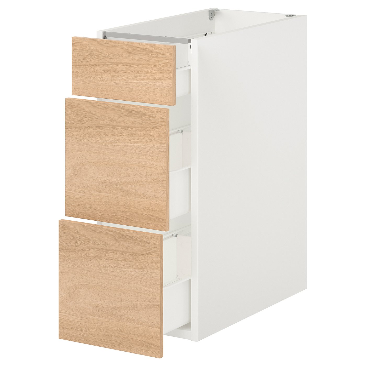 Base Cabinet With 3 Drawers, White/Oak Effect
