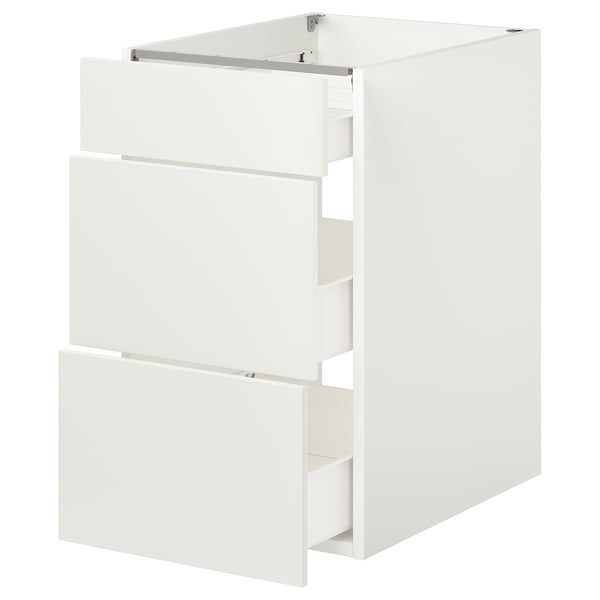 ENHET Base cabinet with 3 drawers, white/white frame, 24x243/4x30