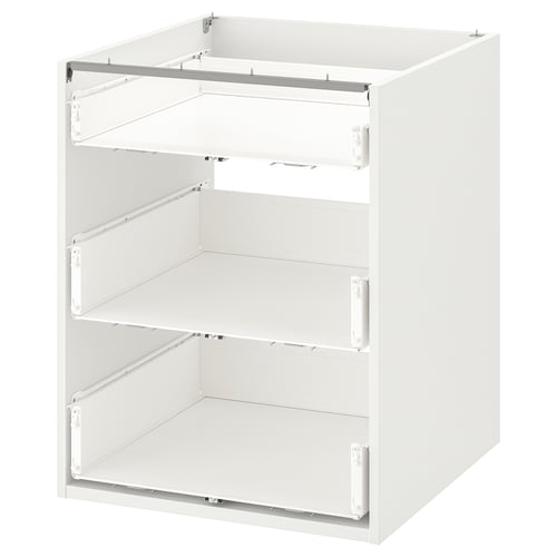White ENHET kitchen cabinet with 3 drawers, modern design.