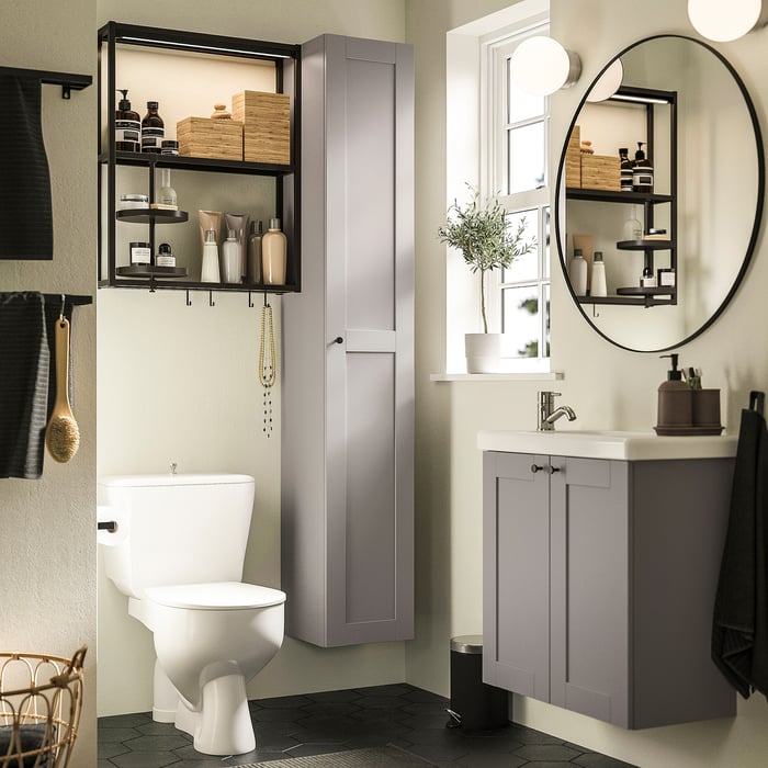 ENHET Bathroom, anthracite/gray frame, 24x12x24" IKEA