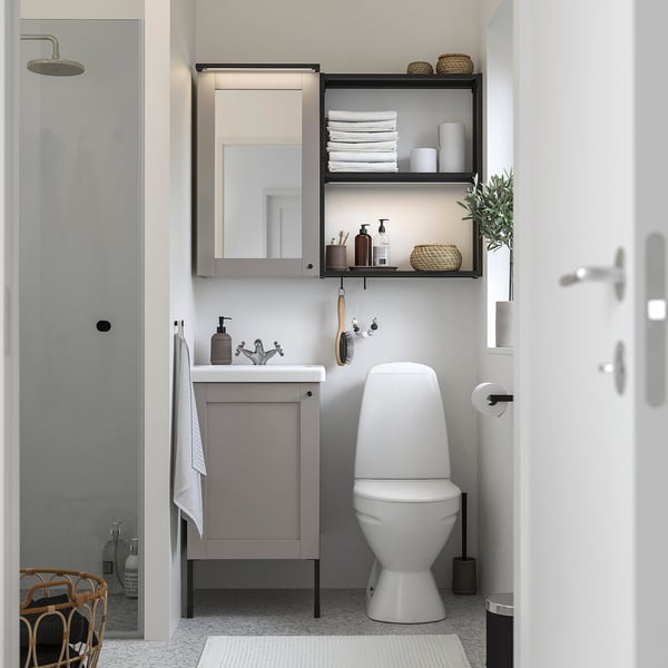 ENHET Bathroom, anthracite/gray frame, 18x18x24 "