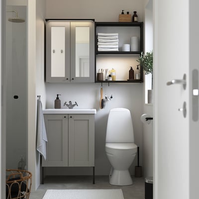 ENHET Bathroom, anthracite/gray frame, 24x18x24 "