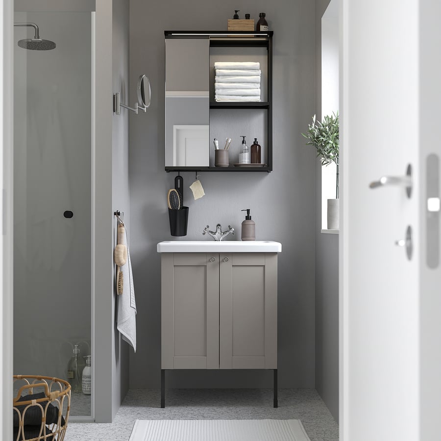 ENHET bathroom, anthracite/gray frame, 24" - IKEA