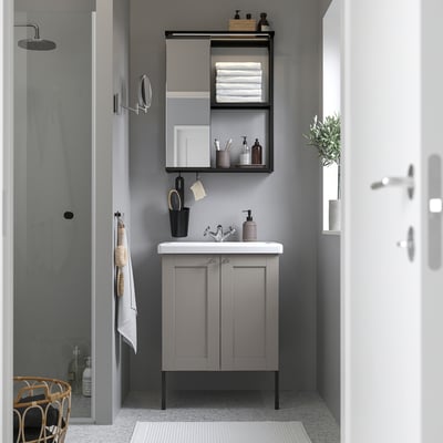 ENHET Bathroom, anthracite/gray frame, 24 "
