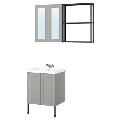 ENHET Bathroom, anthracite/gray frame, 24x18x24 "