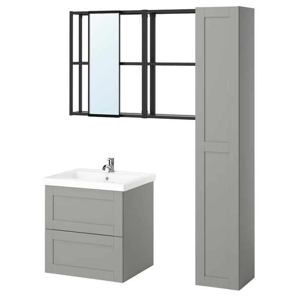 ENHET Bathroom, anthracite/gray frame, 24 "