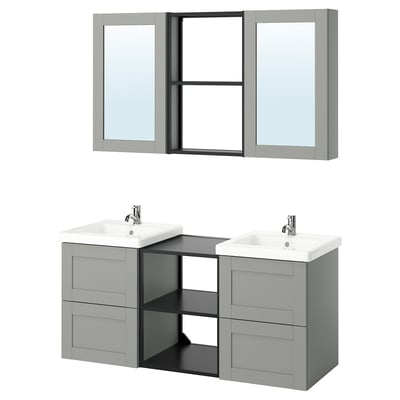 ENHET Bathroom, anthracite/gray frame, 18x18x24 "