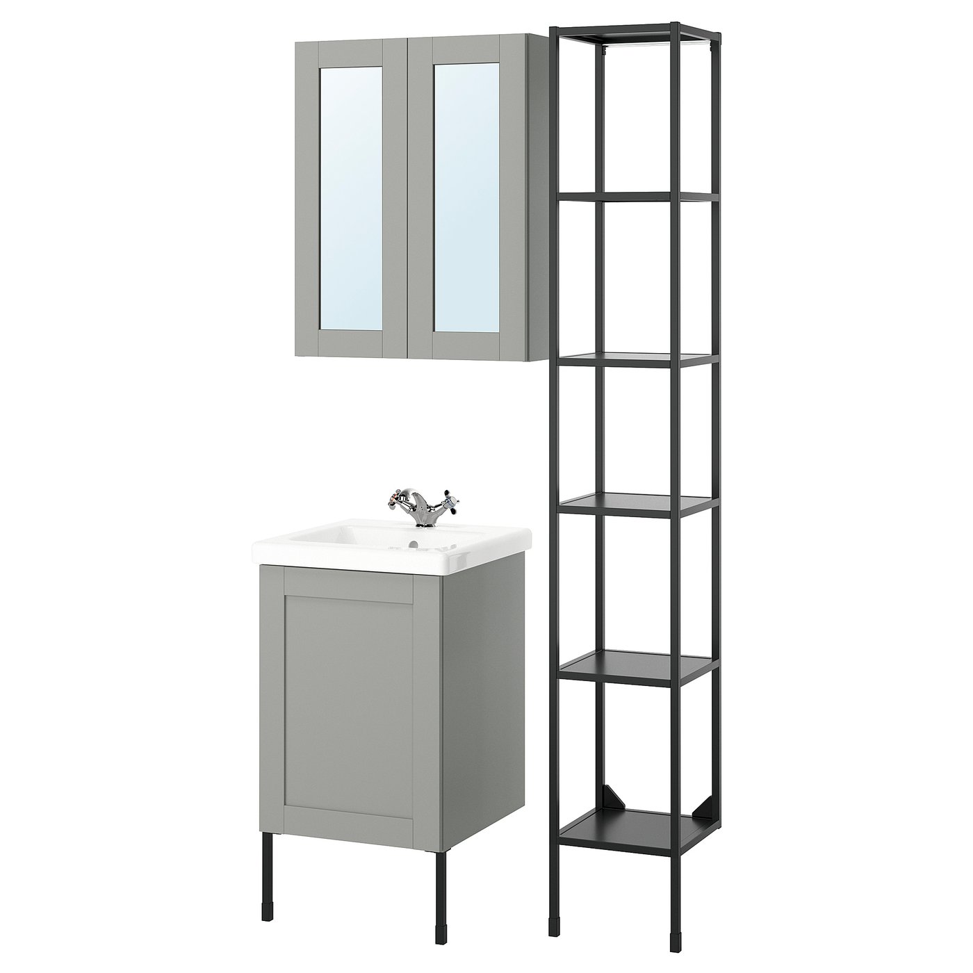ENHET bathroom, anthracite/gray frame, 18" - IKEA