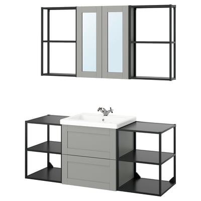 ENHET Bathroom, anthracite/gray frame, 24x18x24 "
