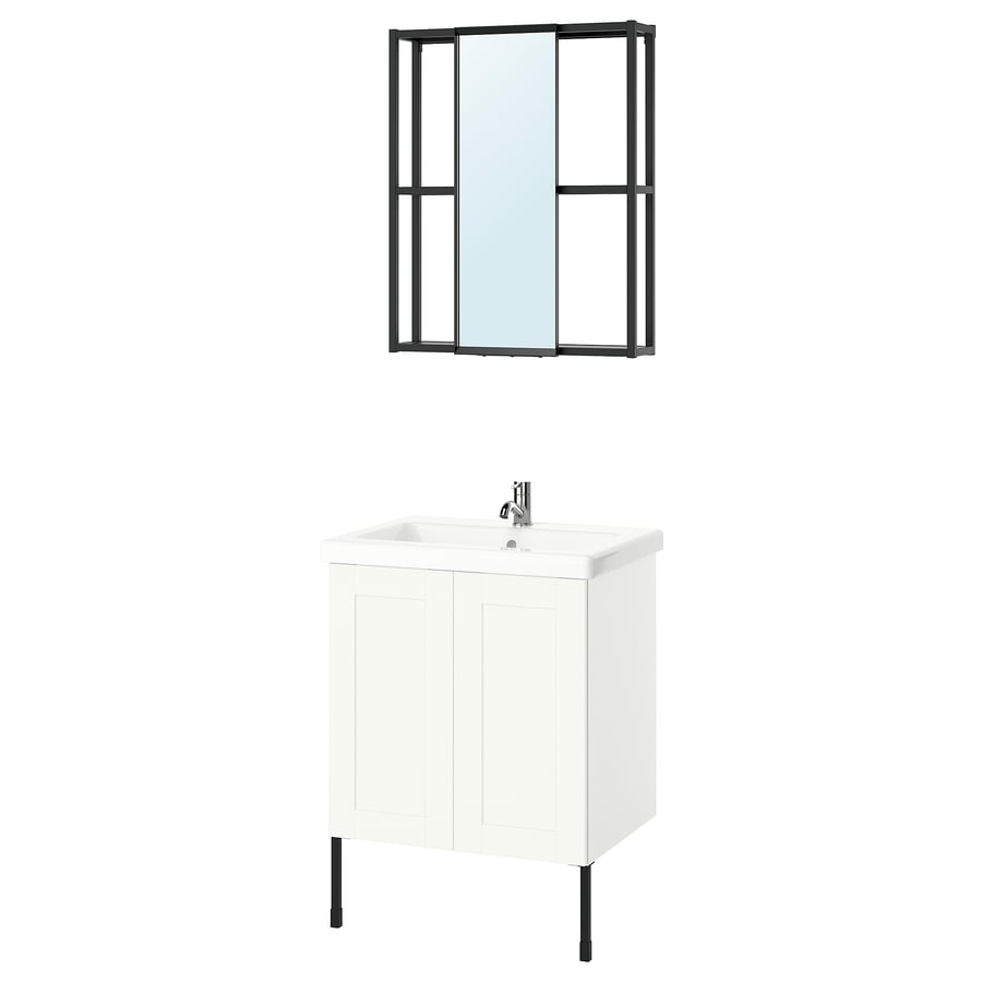 ENHET bathroom, anthracite/white frame, 24" - IKEA US