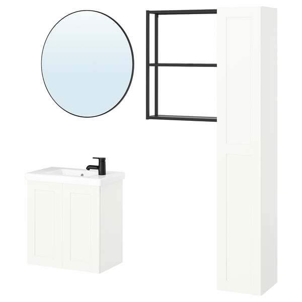 ENHET Bathroom, anthracite/white frame, 24 "