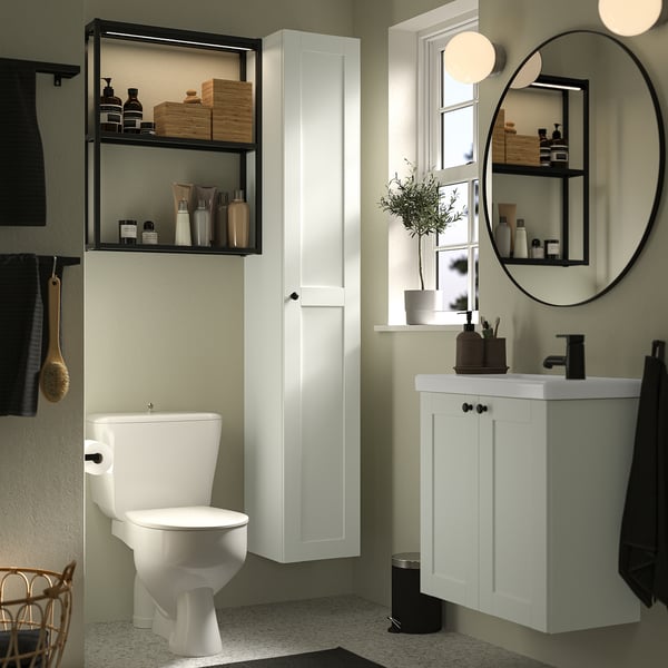 ENHET Bathroom, anthracite/white frame, 24 "