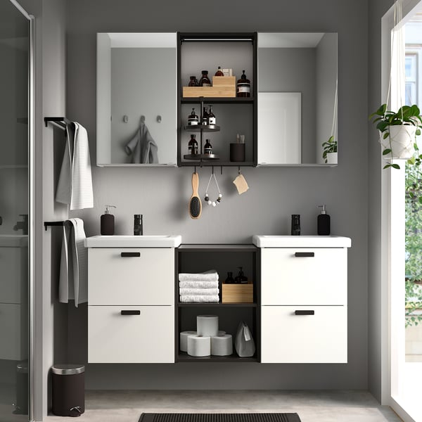 ENHET Bathroom, anthracite/white, 18x18x24 "