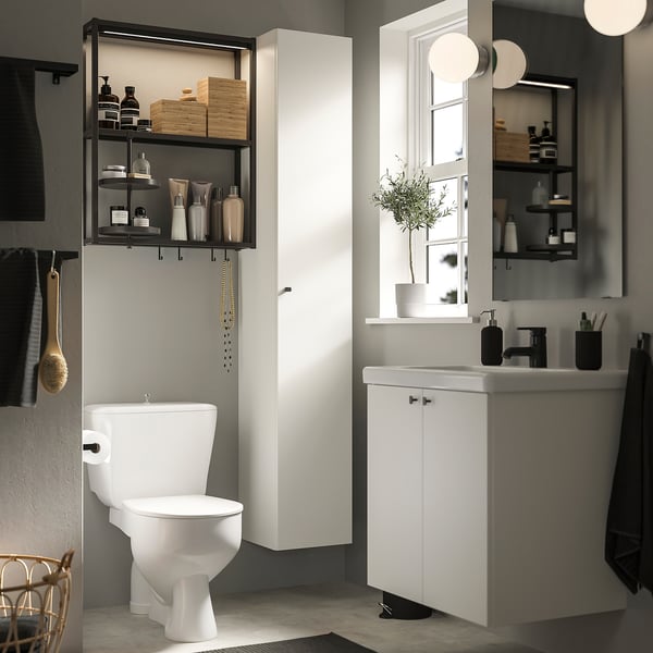 ENHET Bathroom, anthracite/white, 24 "