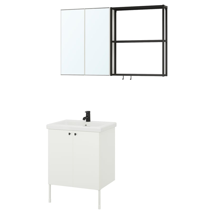 ENHET bathroom, anthracite/white, 24x18x24" IKEA