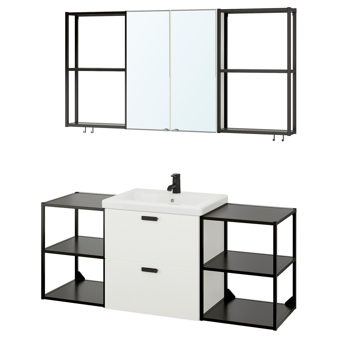 ENHET bathroom, anthracite/white, 24x18x24" IKEA