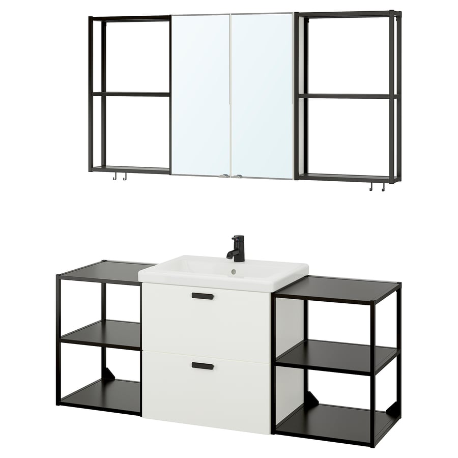 ENHET bathroom, anthracite/white, 24x18x24" IKEA