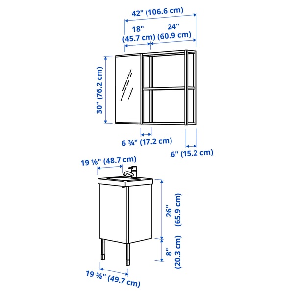 ENHET Bathroom, anthracite/white, 18 "