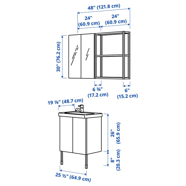 ENHET Bathroom, anthracite/white, 24 "